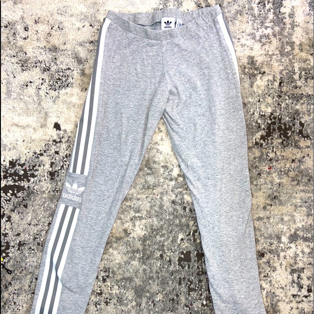 Adidas grey striped leggings